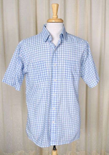 80s Vintage Blue Gingham Shirt Cats Like Us