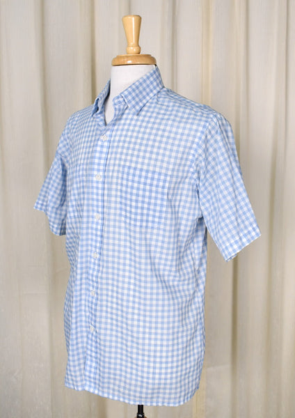 80s Vintage Blue Gingham Shirt Cats Like Us