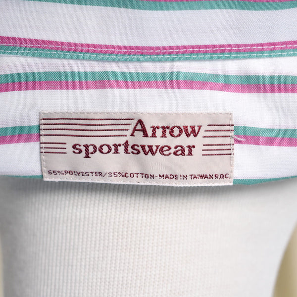 80s Vintage Pink & Green Striped Shirt Cats Like Us