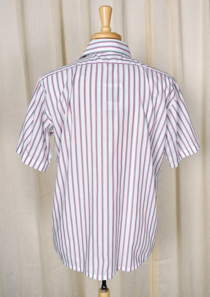80s Vintage Pink & Green Striped Shirt Cats Like Us