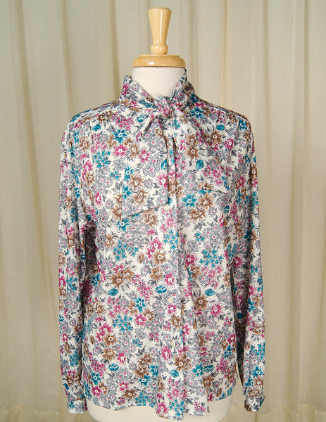 80s does 1940s Bouquet Blouse Cats Like Us