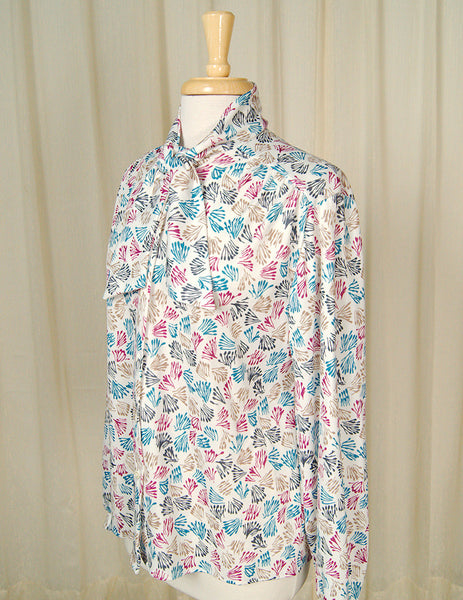 80s does 1940s Coral Bow Blouse Cats Like Us