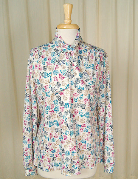 80s does 1940s Coral Bow Blouse Cats Like Us