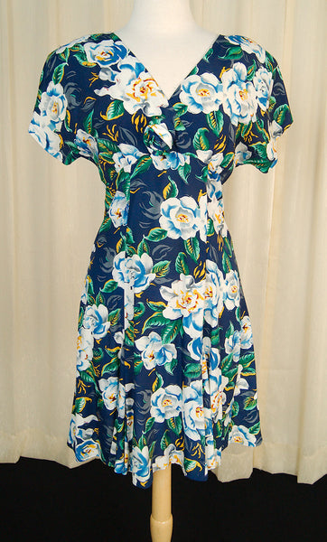 80s does 1940s Floral Dress Cats Like Us