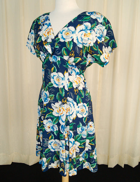 80s does 1940s Floral Dress Cats Like Us
