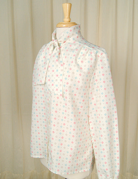80s does 1940s Lines Bow Blouse Cats Like Us
