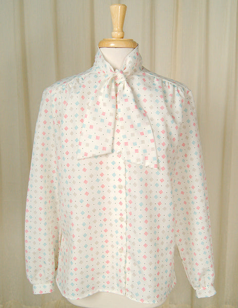 80s does 1940s Lines Bow Blouse Cats Like Us