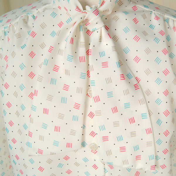 80s does 1940s Lines Bow Blouse Cats Like Us