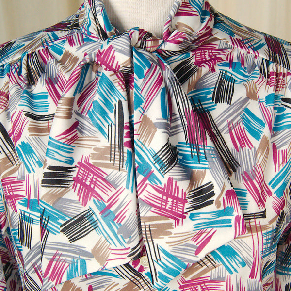 80s does 1940s Paint Bow Blouse Cats Like Us