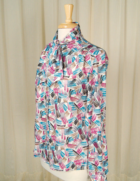 80s does 1940s Paint Bow Blouse Cats Like Us
