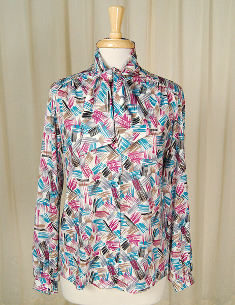 80s does 1940s Paint Bow Blouse Cats Like Us