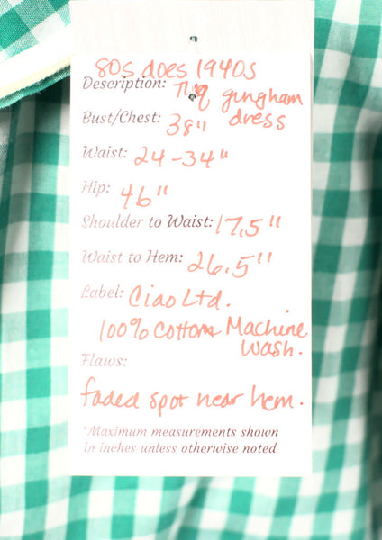 80s does 1940s Vintage Gingham Dress Cats Like Us