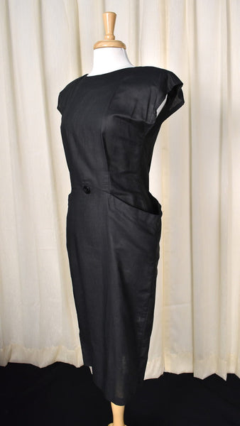 80s does 1940s Vintage LBD Button Dress Cats Like Us