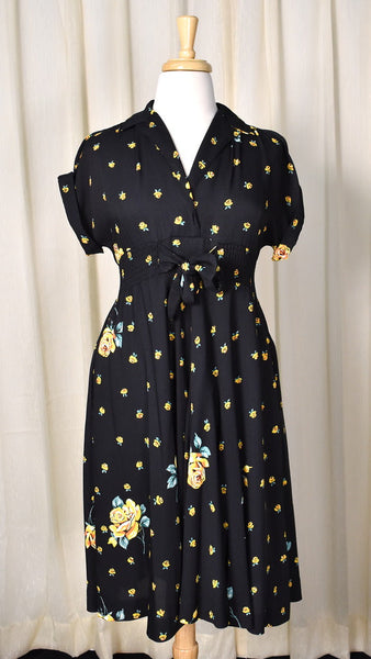 80s does 1940s Vintage Roses Dress Cats Like Us