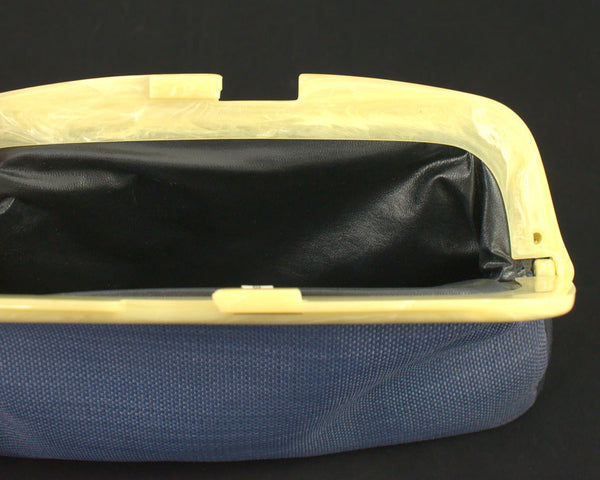 80s does 1950s Blue Clutch Bag Cats Like Us