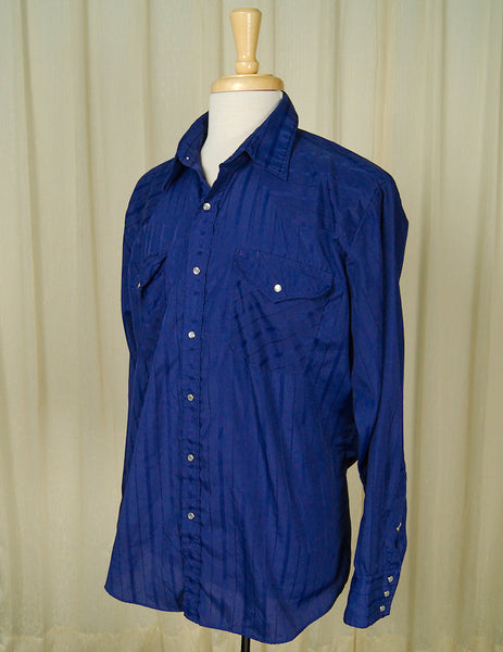 80s does 50s Blue Western Shirt Cats Like Us