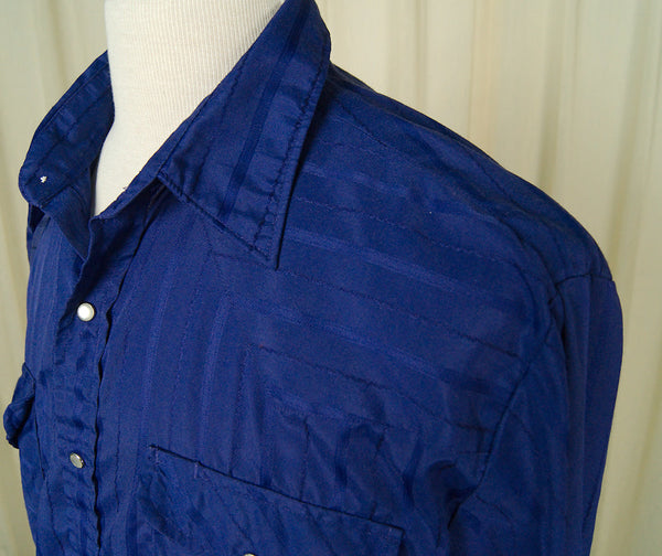 80s does 50s Blue Western Shirt Cats Like Us
