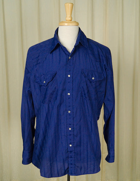 80s does 50s Blue Western Shirt Cats Like Us