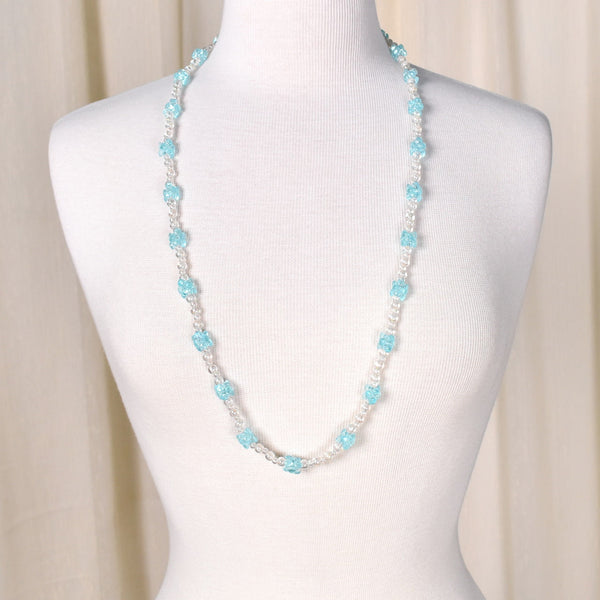 Aqua & White Bead Necklace Cats Like Us