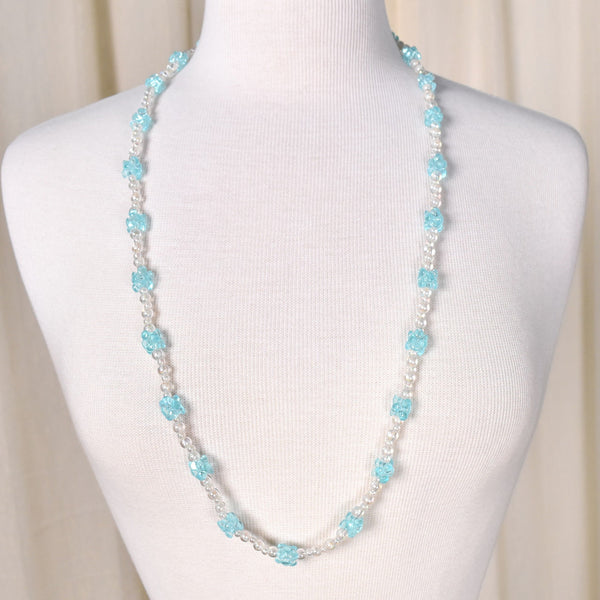 Aqua & White Bead Necklace Cats Like Us