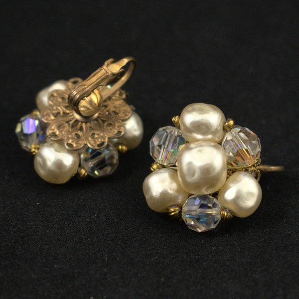 Aurora Borealis & Pearl Vintage Earrings Cats Like Us