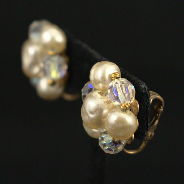 Aurora Borealis & Pearl Vintage Earrings Cats Like Us