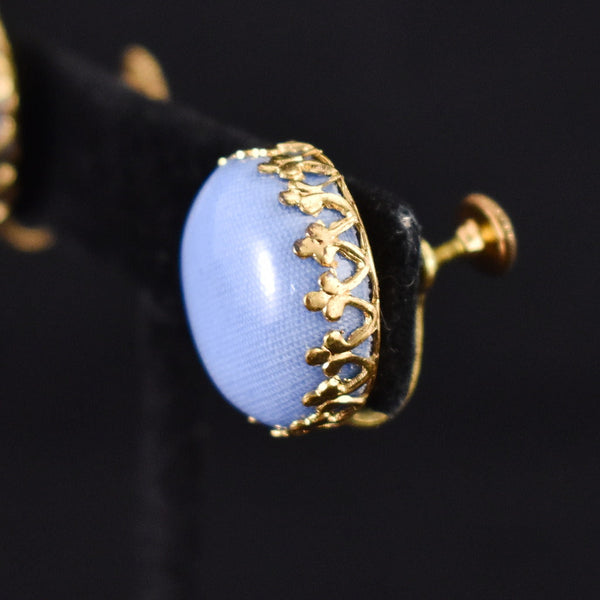 Baby Blue Framed Dot Vintage Earrings Cats Like Us