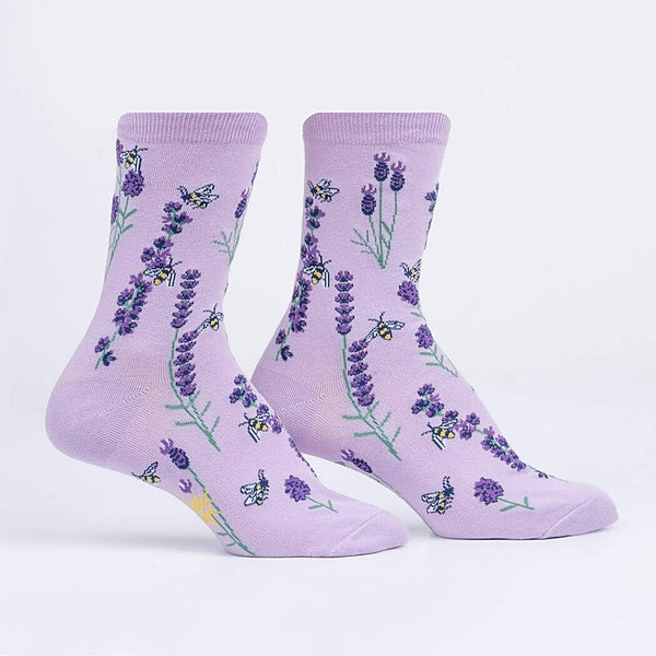 Bees & Lavender Crew Socks Cats Like Us