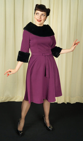 Belle Fur Collar Swing Dress Cats Like Us