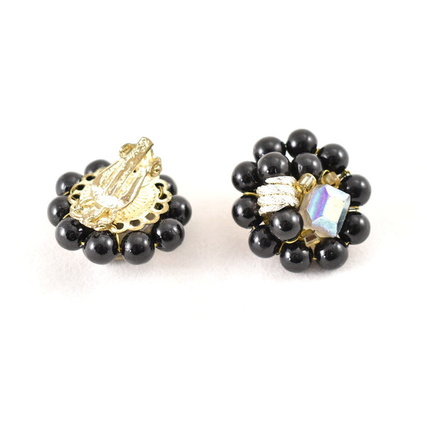 Black Bead Cluster Vintage Earrings Cats Like Us