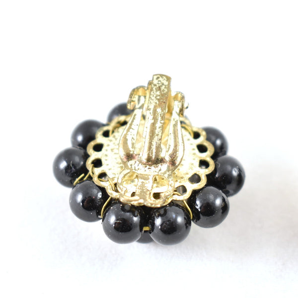 Black Bead Cluster Vintage Earrings Cats Like Us
