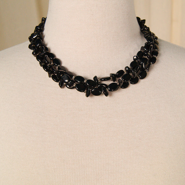 Black Bead Triple Necklace Cats Like Us