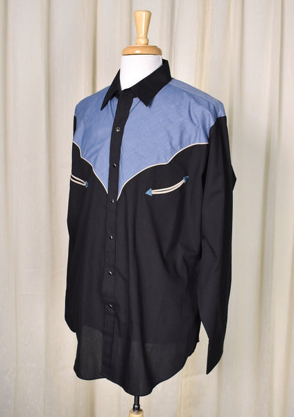 Black & Blue Western Shirt Cats Like Us