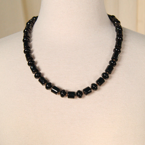 Black Cylinder Bead Necklace Cats Like Us
