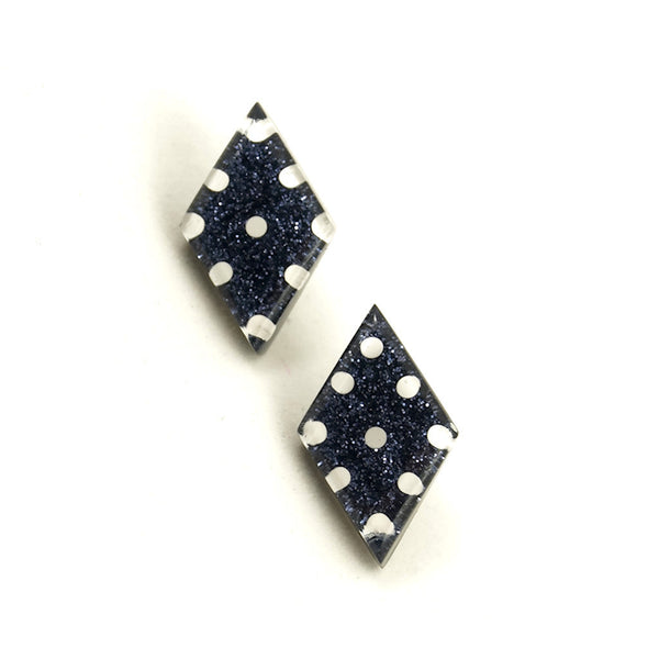Black Dot Diamond Earrings Cats Like Us