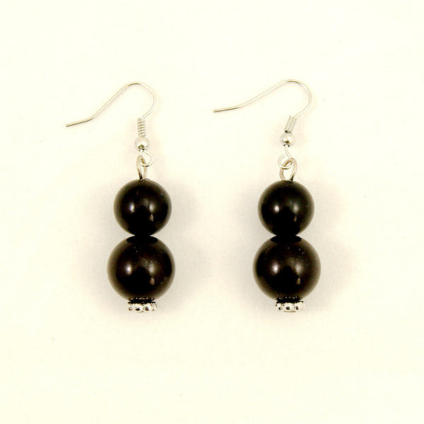 Black Double Bead Earrings Cats Like Us