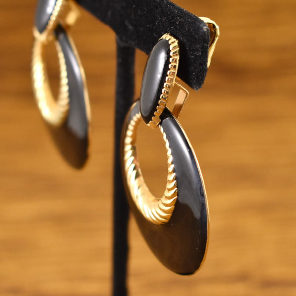 Black Enamel Hoop Earrings Cats Like Us
