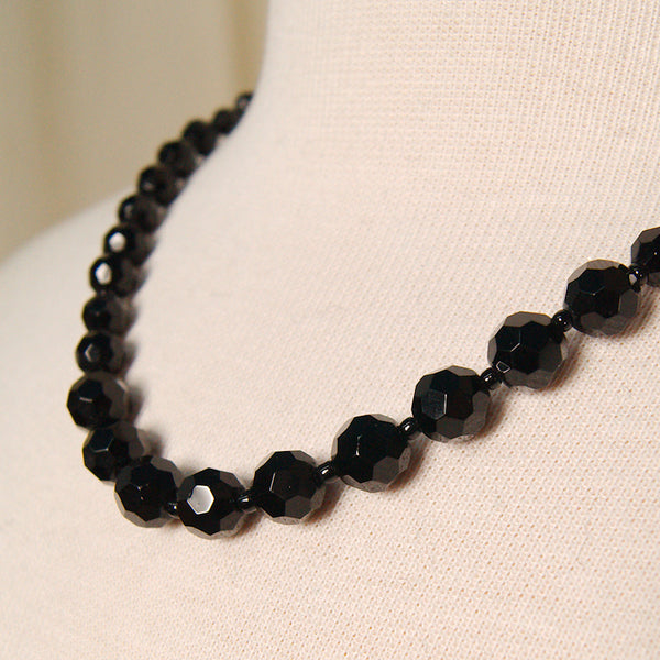 Black Faceted Bead Necklace Cats Like Us