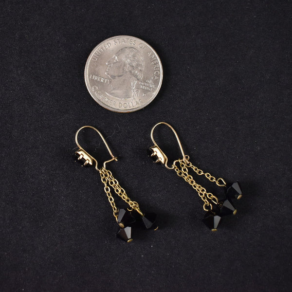 Black Faceted Chain Vintage Earrings Cats Like Us
