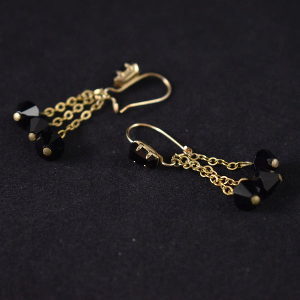 Black Faceted Chain Vintage Earrings Cats Like Us