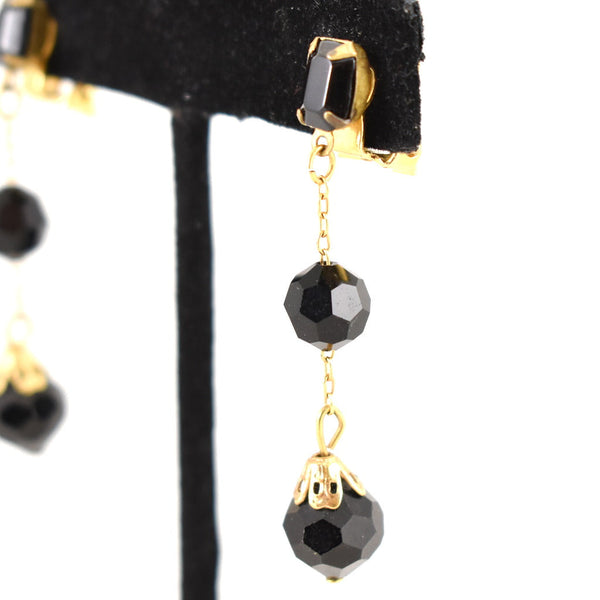 Black Faceted Dangling Vintage Earrings Cats Like Us