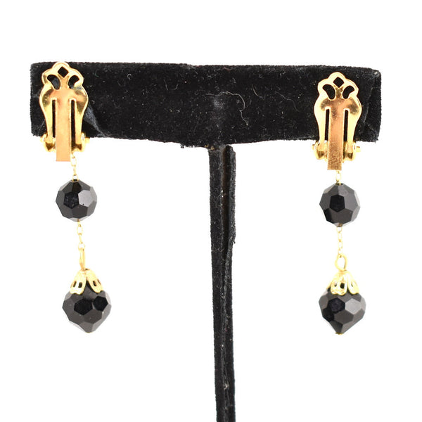 Black Faceted Dangling Vintage Earrings Cats Like Us