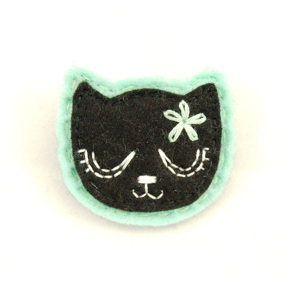 Black Kitty Pin in Girly Mint Cats Like Us