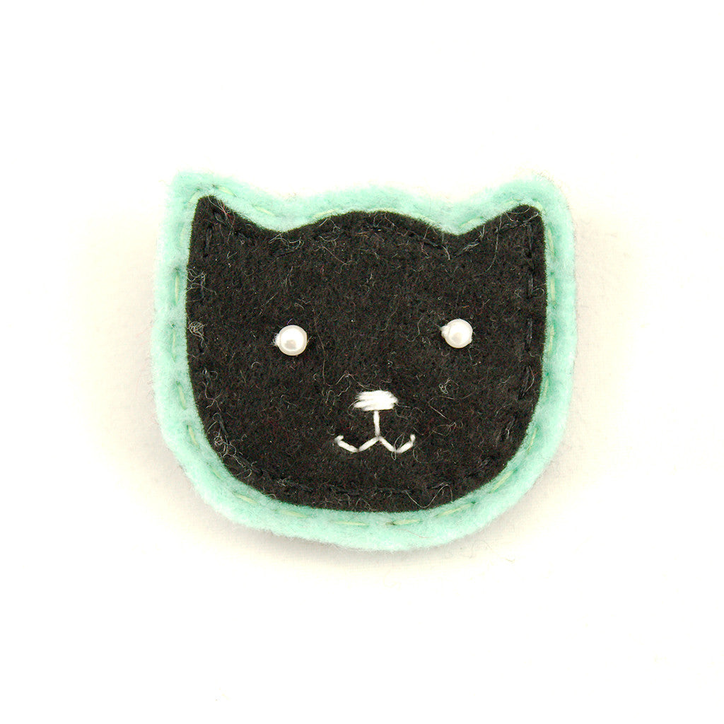 Black Kitty Pin in Mint Cats Like Us