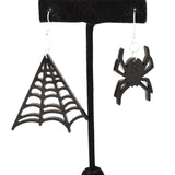 Grave Markings Art Black Spider Web Earrings