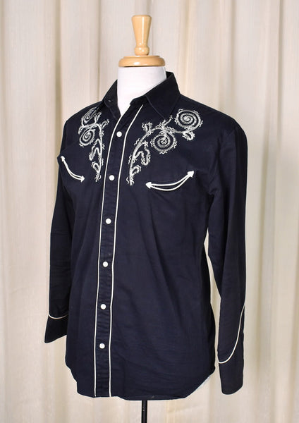 Black Swirl Embroidered Western Shirt Cats Like Us