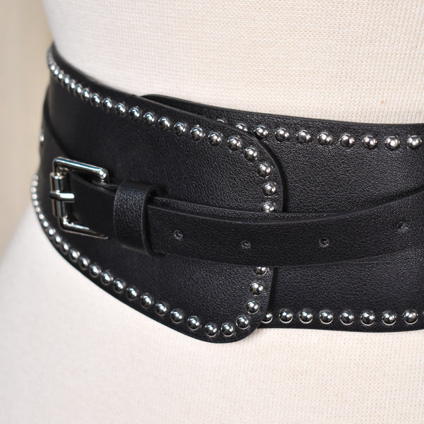 Black Wide Rivet Buckle Belt Cats Like Us