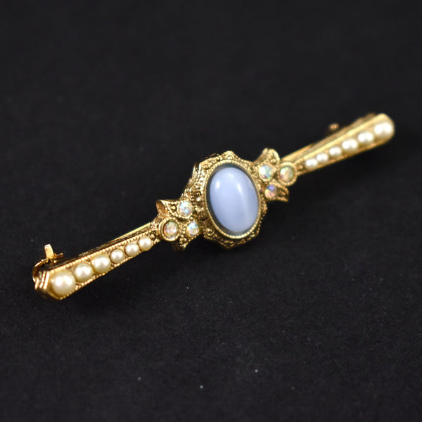 Blue Aurora & Pearl Bar Brooch Cats Like Us