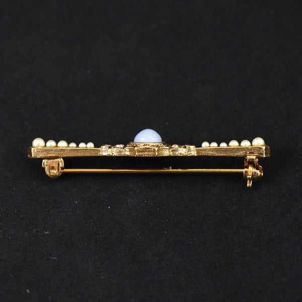 Blue Aurora & Pearl Bar Brooch Cats Like Us