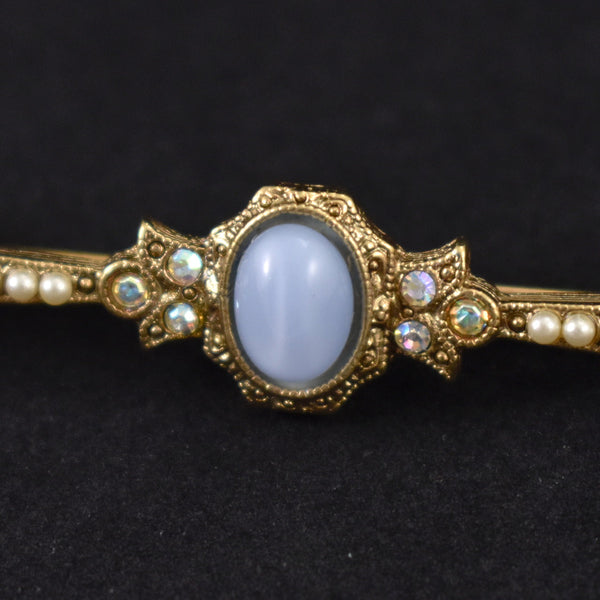 Blue Aurora & Pearl Bar Brooch Cats Like Us